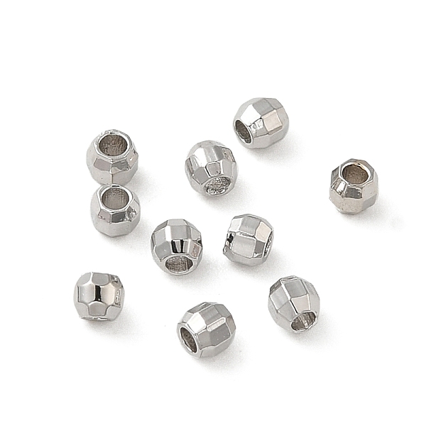 

PandaHall Brass Spacer Beads, Faceted, Barrel, Real Platinum Plated, 2x1.7mm, Hole: 0.8mm Brass Barrel