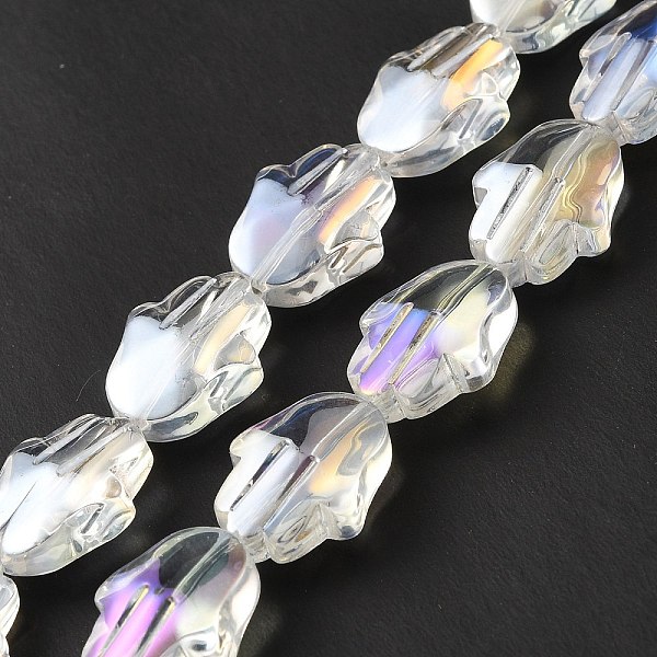 

PandaHall Transparent Electroplate Glass Beads Strands, AB Color Plated, Hamsa Hand, Clear AB, 17.8x13.5x7.5mm, Hole: 1.3mm, about..., White