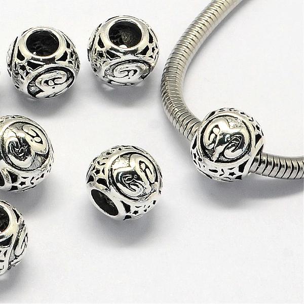 

PandaHall Alloy European Beads, Large Hole Rondelle Beads, with Constellation/Zodiac Sign, Antique Silver, Aries, 10.5x9mm, Hole: 4.5mm...