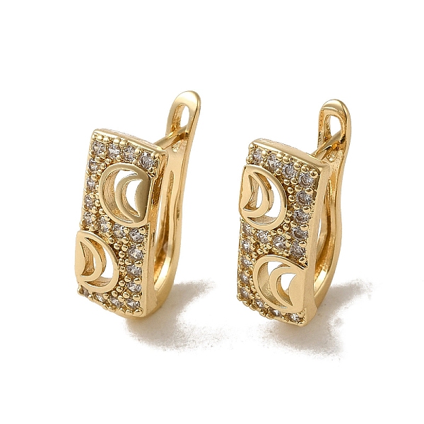

PandaHall Brass Micro Pave Cubic Zirconia Hoop Earring, Light Gold, 19x7mm Brass Rectangle Clear