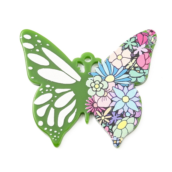 

PandaHall Halloween Theme Acrylic Pendants, Butterfly, Lime Green, 43.5x49x2.5mm, Hole: 2mm Acrylic Butterfly