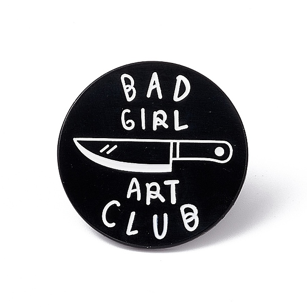 

PandaHall Word Bad Girl Art Club Enamel Pin, Electrophoresis Black Alloy Flat Round Brooch for Backpack Clothes, Tools Pattern, 30x2mm, Pin...