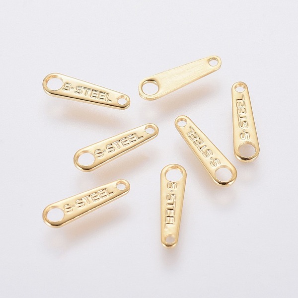 

PandaHall 304 Stainless Steel Chain Tabs, Chain Extender Connectors, Golden, 10x3x0.6mm, Hole: 0.8mm and 1.6mm 304 Stainless Steel