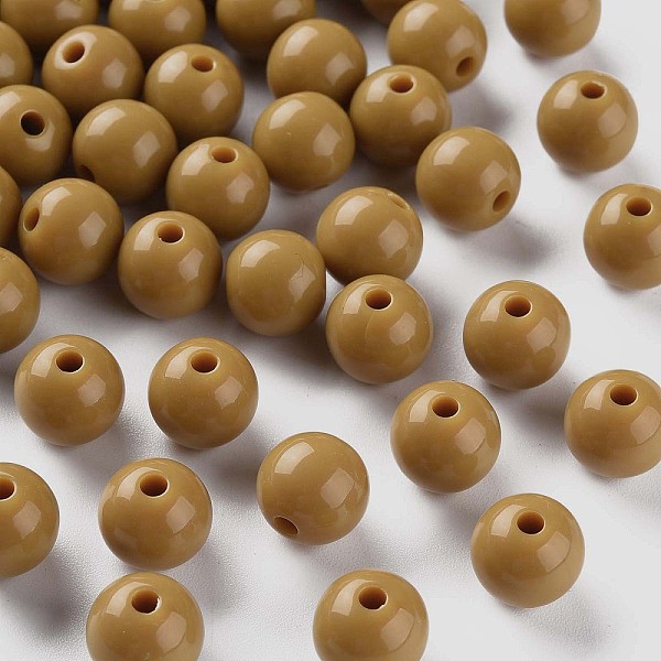 

PandaHall Opaque Acrylic Beads, Round, Dark Goldenrod, 10x9mm, Hole: 2mm, about 940pcs/500g Acrylic Round