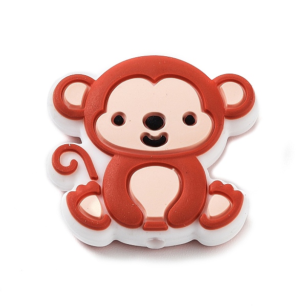 

PandaHall Silicone Focal Beads, Chewing Beads For Teethers, DIY Nursing Necklaces Making, Monkey, 26x27x8.5mm, Hole: 2mm Silicone Monkey Red