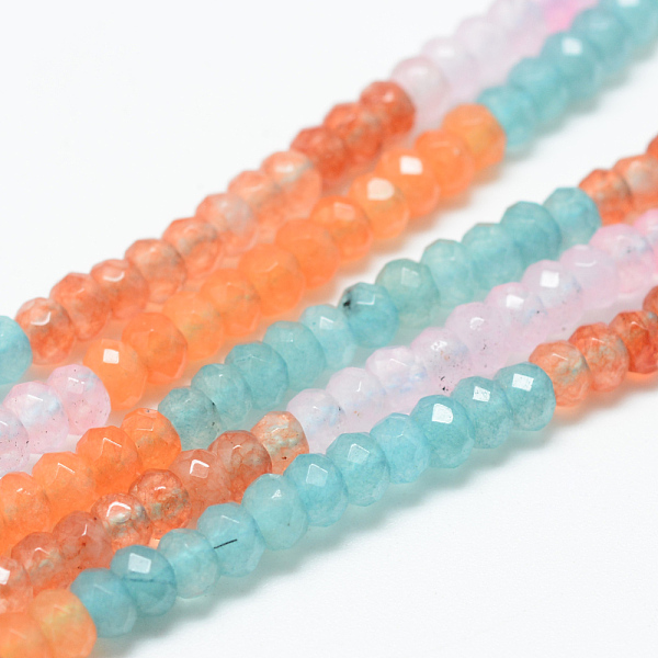 

PandaHall Natural White Jade Bead Strands, Dyed, Faceted, Rondelle, Colorful, 4~5x3mm, Hole: 0.5mm, about 115~120pcs/strand, 13.39~13.98...