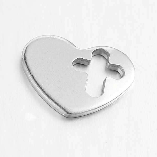 

PandaHall 304 Stainless Steel Charms, Heart with Cross, Stainless Steel Color, 10x12.5x1mm 304 Stainless Steel Heart