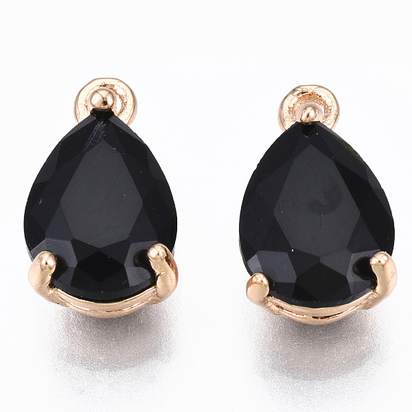 

PandaHall Glass Pendants, with Light Gold Brass Findings, Long-Lasting Plated, Faceted, Teardrop, Black, 13x7x5mm, Hole: 1.2mm Brass+Glass...