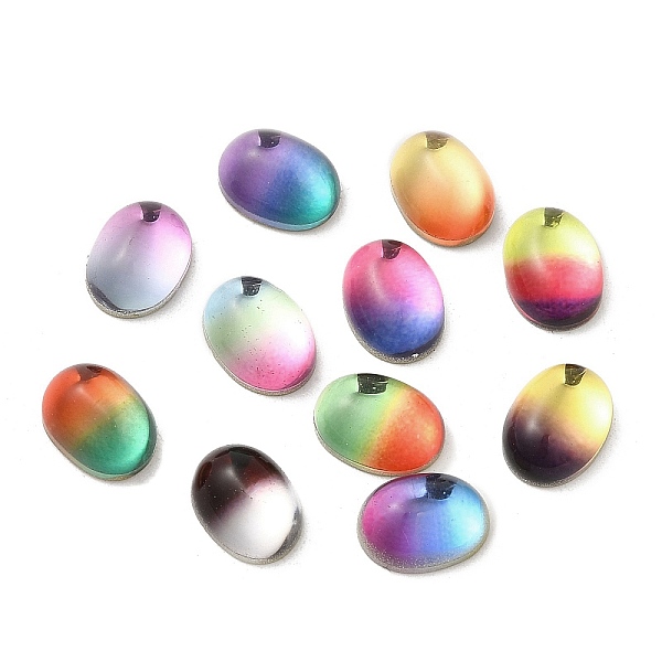 

PandaHall Two Tone Glass Rhinestone Cabochons, Flat Back & Back Plated, Oval, Mixed Color, 8x6x3.5mm Glass Rhinestone Oval Multicolor