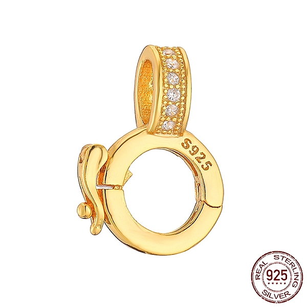 

PandaHall 925 Sterling Silver Micro Pave Clear Cubic Zirconia Twister Clasps, with S925 Stamp, Ring, Real 18K Gold Plated, 15x10x5mm, Hole...
