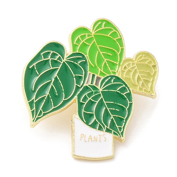 

PandaHall Plant Pot Enamel Pins, Light Gold Plated Alloy Brooch, Yellow Green, 30x28x1.5mm Alloy+Enamel Other Plants