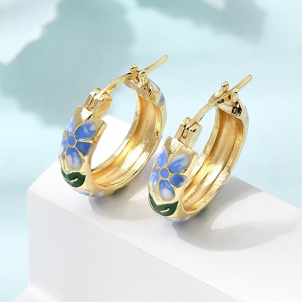 Boucles d'oreilles créoles en laiton émaillé pour femme