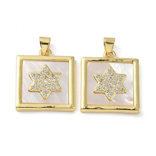 

PandaHall Rack Plating Brass Micro Pave Clear Cubic Zirconia Pendants, with Shell, Long-Lasting Plated, Lead Free & Cadmium Free, Real 18K...