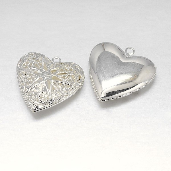 

PandaHall Filigree Heart Rack Plating Brass Photo Locket Pendants, Lead Free, Silver Color Plated, 26x26x7mm, Hole: 1mm, Inner: 19x18mm...