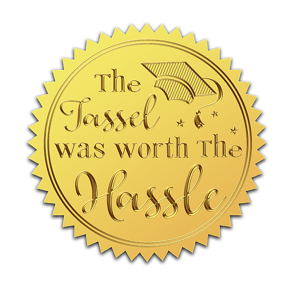 

PandaHall Self Adhesive Gold Foil Embossed Stickers, Medal Decoration Sticker, Word, 5x5cm Metal Word Gold