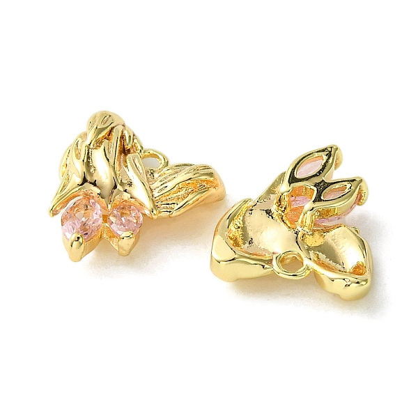 

PandaHall Brass Heart Charms, Real 18K Gold Plated, with Glass, Light Rose, 13x12x4mm, Hole: 1.5mm Brass+Glass Heart Pink