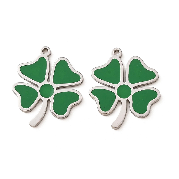 304 Stainless Steel with Green Enamel Pendants