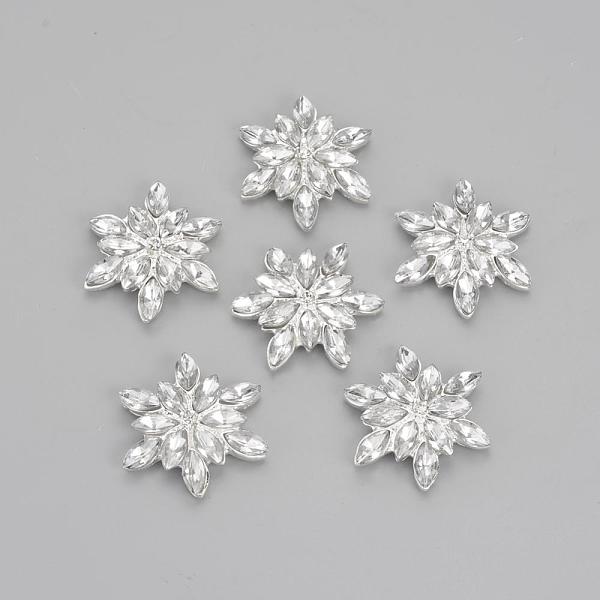 

PandaHall Brass Rhinestone Flat Back Cabochons, with Acrylic Rhinestones, Snowflake, Silver Color Plated, 28x24x5mm Acrylic Rhinestone...