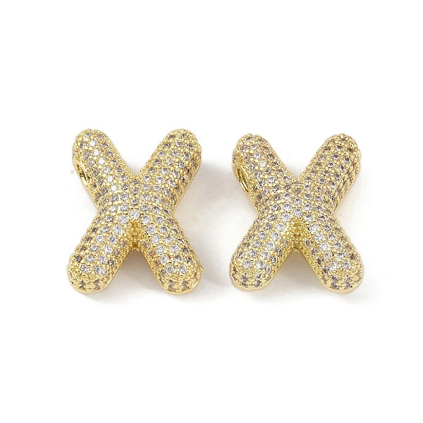 

PandaHall Brass Micro Pave Clear Cubic Zirconia Pendants, Letter X, 25.5x26x9mm, hole: 3.5x2.5mm Brass+Cubic Zirconia Letter X Clear
