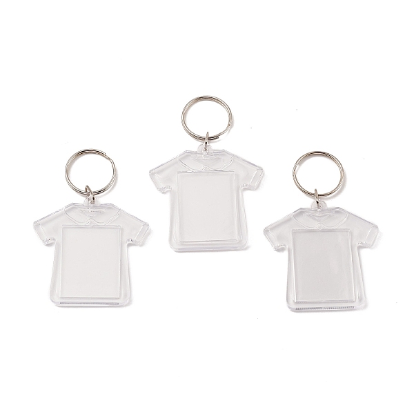 

PandaHall (Defective Closeout Sale: Scratch) Acrylic Keychain, with Iron Split Key Rings, Clothes, Clear, 8.5cm Acrylic Clothes Clear