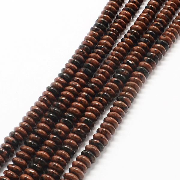 

PandaHall Rondelle Natural Mahogany Obsidian Bead Strands, 6~7x3~4mm, Hole: 1mm, about 140pcs/strand, 15.7 inch Mahogany Obsidian Rondelle