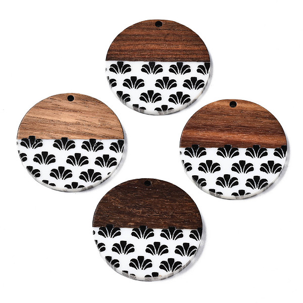 

PandaHall Resin & Walnut Wood Pendants, Flat Round, Black, 35x2~3mm, Hole: 2mm Resin+Wood Flat Round Black
