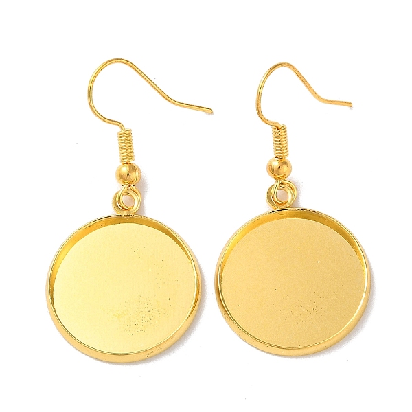 

PandaHall Rack Plating Iron Earring Hooks, with Blank Round Trays, Flat Round, Golden, 41mm, Pin: 0.7mm Iron Flat Round