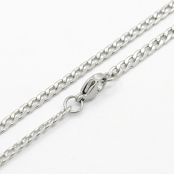 

PandaHall 304 Stainless Steel Curb Chain Necklaces, with Lobster Claw Clasps, Stainless Steel Color, 29.5 inch(74.9cm) 304 Stainless Steel