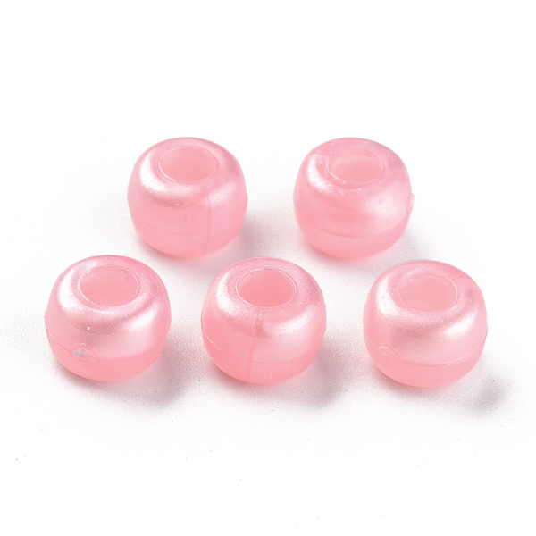 

PandaHall Plastic Pearlized Beads, Barrel, Pearl Pink, 9x6mm, Hole: 3.5mm, about 1900pcs/500g. Plastic Barrel