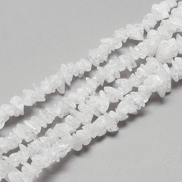

PandaHall Natural Crackle Quartz Crystal Beads Strands, Chip, 6~15x4~8x2~7mm, Hole: 1mm, about 146pcs/strand, 15.7 inch Crackle Quartz Chip