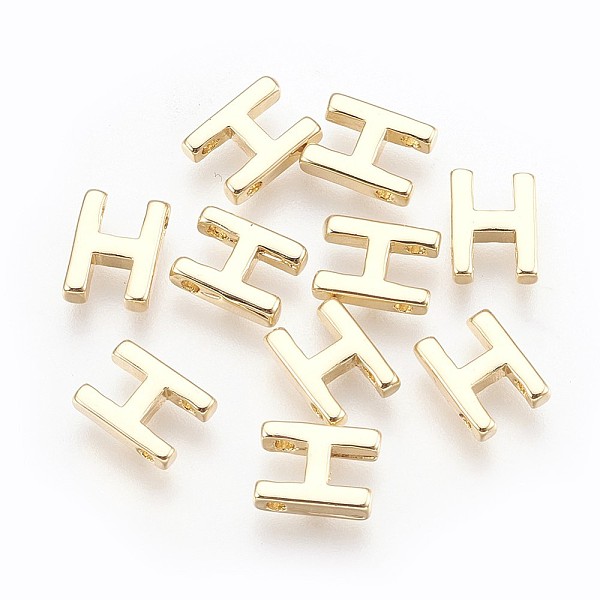 

PandaHall Brass Charms, Real 18K Gold Plated, Letter.H, 7~8.5x4~7.5x2mm, Hole: 1mm Brass Letter