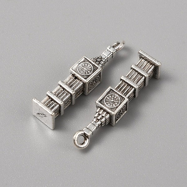 

PandaHall Tibetan Style Alloy Pendants, Big Ben Charms, Antique Silver, 27x6x6mm, Hole: 1.6mm Alloy Building