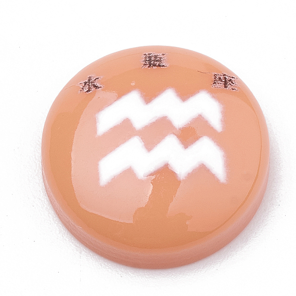 

PandaHall Constellation/Zodiac Sign Resin Cabochons, Half Round/Dome, Craved with Chinese character, Aquarius, Sandy Brown, 15x4.5mm Resin...