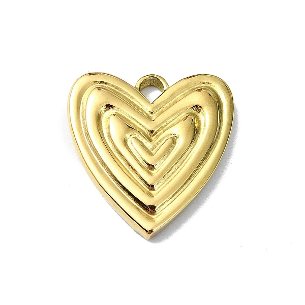 

PandaHall Ion Plating(IP) 304 Stainless Steel Pendants, Heart Charm, Real 18K Gold Plated, 19x17.5x3mm, Hole: 2mm 304 Stainless Steel Heart