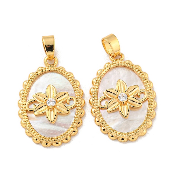 

PandaHall Brass Clear Micro Pave Cubic Zirconia Pendants, with Shell, Oval, Real 18K Gold Plated, 22.5x15.5x3.5mm, Hole: 3x5mm Brass+Cubic...
