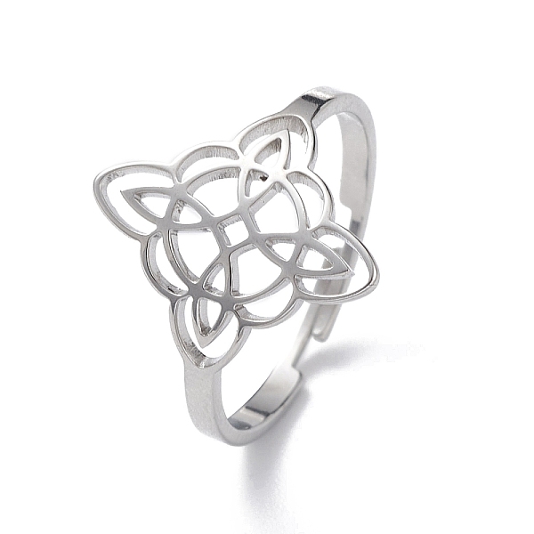 

PandaHall Sailor's Knot 304 Stainless Steel Hollow Adjustable Ring for Women, Stainless Steel Color, Inner Diameter: 18mm 304 Stainless...