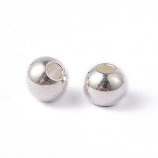 PandaHall Round 202 Stainless Steel Beads, Silver Color Plated, 6x5mm, Hole: 2mm 202 Stainless Steel Round