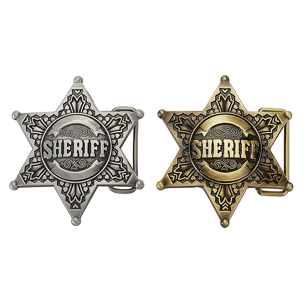 

PandaHall FINGERINSPIRE 2 Pcs Western Sheriff Star Belt Buckle Antique Bronze Silver Hexagram Sheriff Belt Buckle Alloy Retro Star Shape...