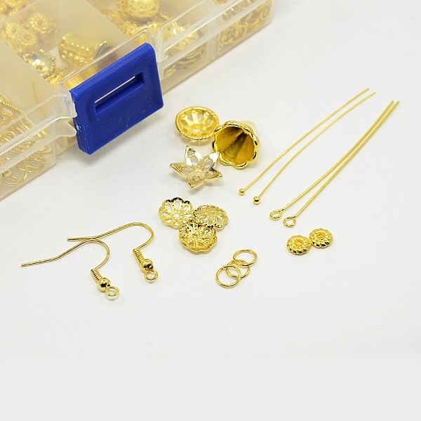 

PandaHall DIY Jewelry Making Finding Kit, Including Iron Earring Hooks & Jump Rings, Brass Ball Head Pin & Eye Pin, Alloy Spacer Beads &...