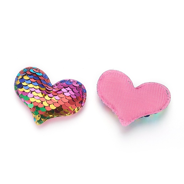 

PandaHall Glitter Sequins Fabric Heart Padded Patches, for DIY Crafts Clothes Hats Hairpin Ornament Accessories, Colorful, 41x54x10mm Cloth