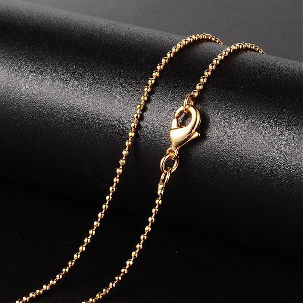 

PandaHall Brass Necklaces, Ball Chain, Faceted, with Lobster Clasp, Golden, 18.11 inch(46cm), 1.2mm Brass