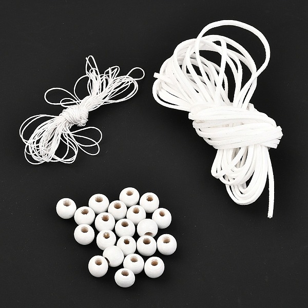 

PandaHall DIY Woven Net/Web with Feather Making Set, Including Faux Suede Cord, Nylon Thread Cord, Wood Beads, Feather, Iron Ring & Jump..., White
