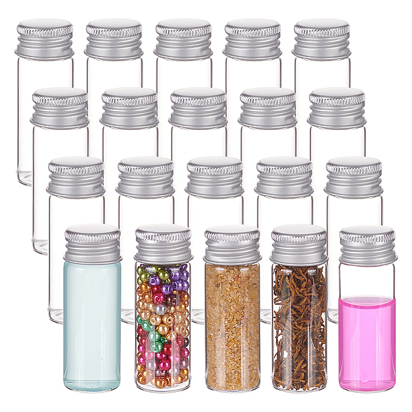 PandaHall Glass Empty Cosmetic Containers, with Aluminum Screw Top Lids, Clear, 2.2x6.1cm, Inner Diameter: 1.4cm, Capacity: 12ml(0.41fl. oz)...