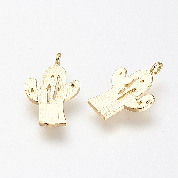 

PandaHall Real 18K Gold Plated Brass Pendants, Cactus, Nickel Free, 17x11x1mm, Hole: 1mm Brass Others
