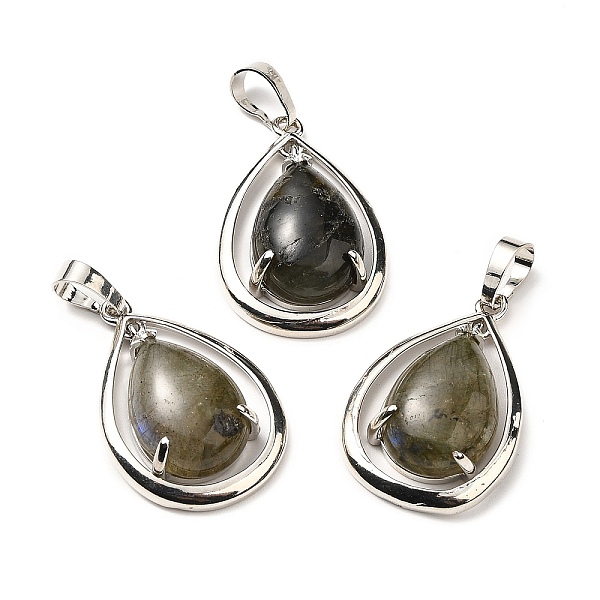 

PandaHall Natural Labradorite Pendants, Teardorp Charms, with Rack Plating Platinum Tone Brass Findings, Cadmium Free & Lead Free...