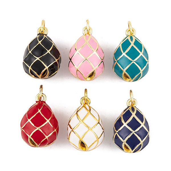 

PandaHall Brass Enamel Pendants, with Jump Ring, Real 18K Gold Plated, Tartan Teardrop Charm, Mixed Color, 20x14mm, Hole: 4mm Brass+Enamel..., Multicolor
