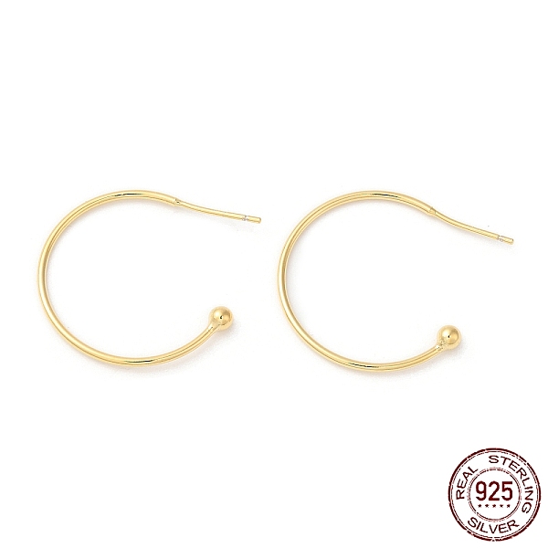 

PandaHall 925 Sterling Silver Earring Hooks, Ear Wire, with End Ball, Real 18K Gold Plated, 24x27x1mm, Pin: 0.7mm Sterling Silver