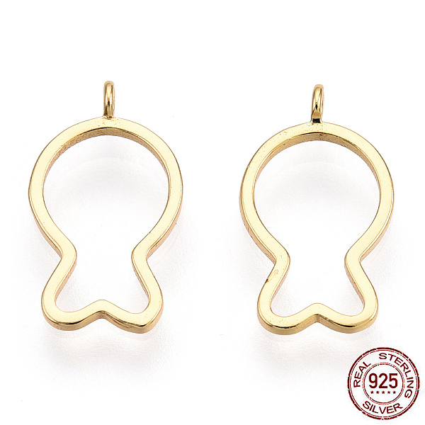 

PandaHall 925 Sterling Silver Charms, Hollow Fish Charms, Nickel Free, Real 18K Gold Plated, 14x8x1mm, Hole: 1.2mm Sterling Silver Fish