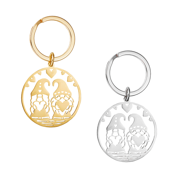 

PandaHall Unicraftale 2Pcs 2 Colors Heart Gnome 304 Stainless Steel Pendant Keychain, for Keychain, Purse, Backpack Ornament, Golden &...