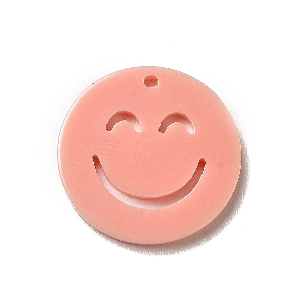 

PandaHall Opaque Acrylic Pendants, Flat Round with Smiling Face, Light Salmon, 19.5x2mm, Hole: 1.4mm Acrylic Flat Round